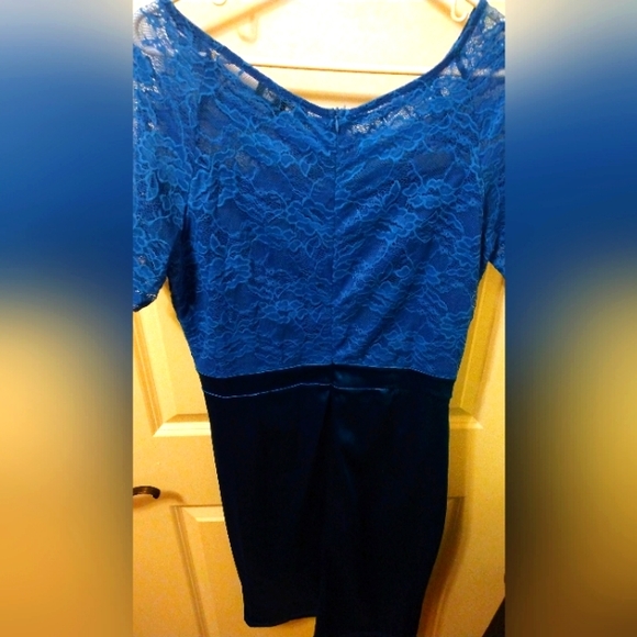 LOTUS BOSS SHINE: NWT Women's XL Midi Dress Lace Royal Blue - Picture 2 of 3